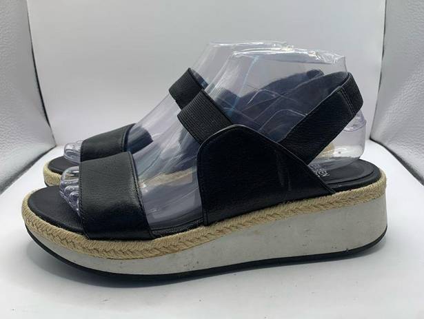 Eileen Fisher  Womens Black 1" Platform Dash Wedge Slip Slingback Sandal 7.5