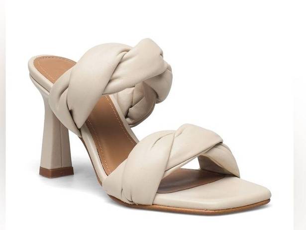 Twisted Flattered x Revolve River  Leather Heeled Sandals in Cream