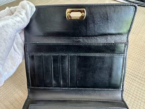 Salvatore Ferragamo Authentic  Black Leather Wallet with Gancini Clasp