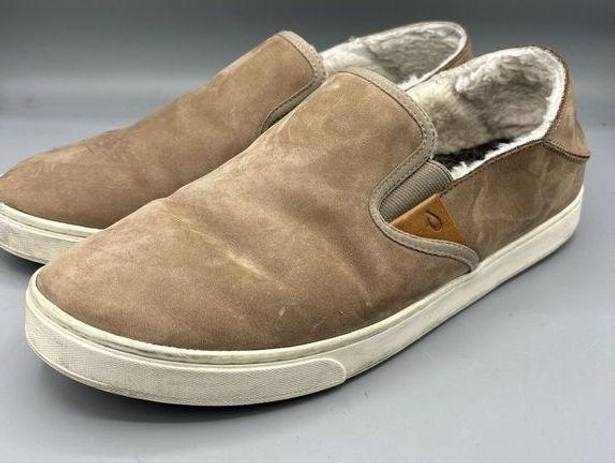 Olukai  Pehuea Heu Slip On Sneakers Genuine Shearling Leather Womens 11