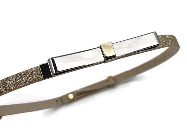 White House | Black Market  Skinny Metal Bow Belt Metallic Sparkly Glitter XS