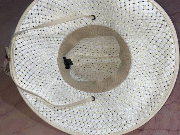 Lele Sadoughi  Straw Checkered Hat in White Washed New as-is Womens Western