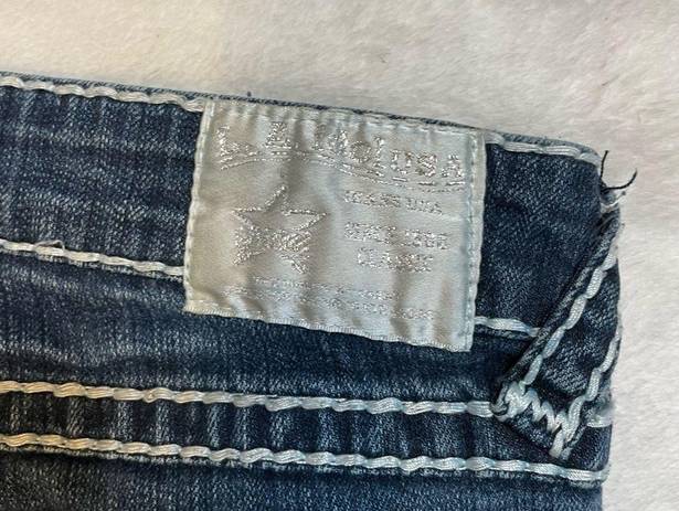 L.A. Idol USA  Bedazzled Studded Pockets Low Rise bootcut Jeans Size 7