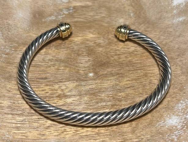 David Yurman Sterling Silver & 18K Gold Diamond Cuff Bracelet