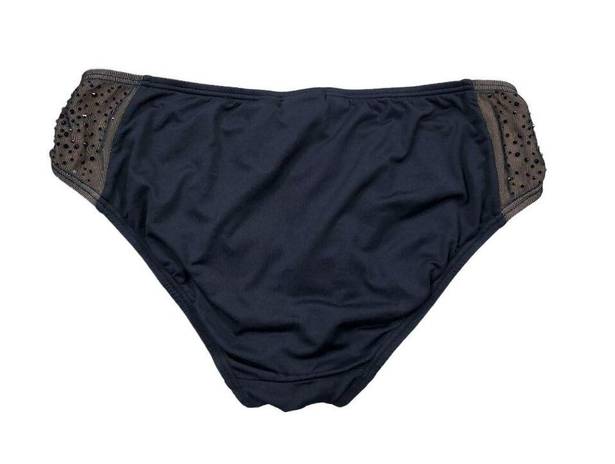 Carmen Marc Valvo READ  Black Beige Rhinestone Swim Bottom Size Small