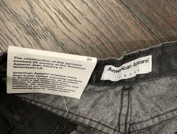 American Apparel NWT  washed gray grey / black cuff high waist jean short 24