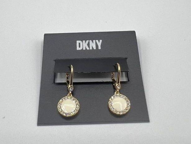 DKNY  Pave & Color Inlay Halo Drop Earrings in Gold-Tone MSRP $32 NWT