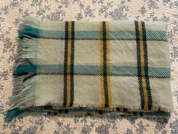 A New Day  Blue and Yellow Checkered Blanket Scarf One Size