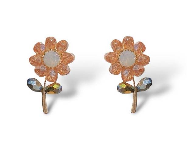 Flower Stud Earrings for Women Gold