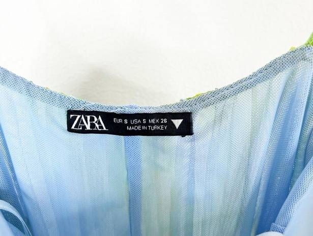 ZARA Pleated Watercolor Maxi Dress S