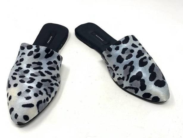 Natori  Adore Satin Leopard Print Mules Black Gray Size US 7