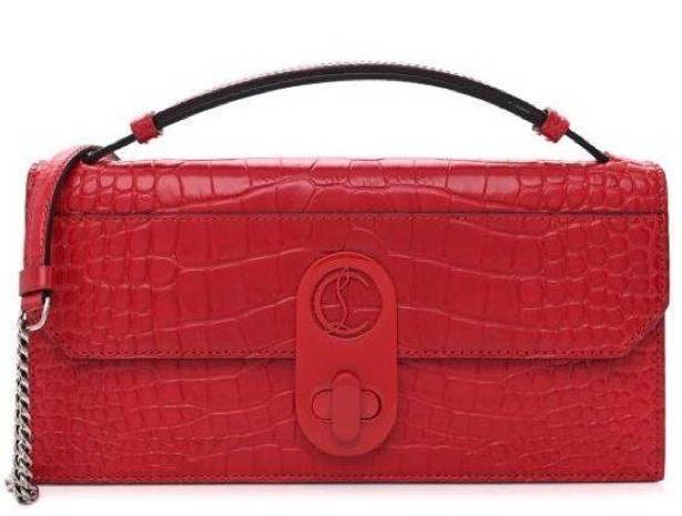 Christian Louboutin  Calfskin Alligator Embossed Elisa Baguette in Red