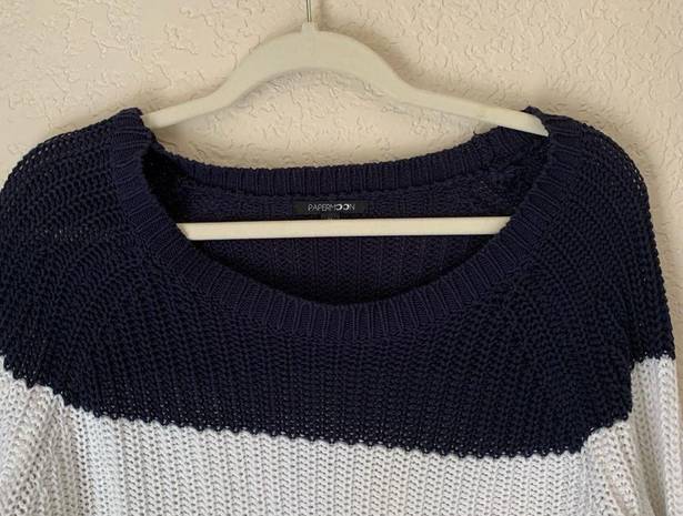 PaperMoon  Navy & White Chunky Oversized Sweater