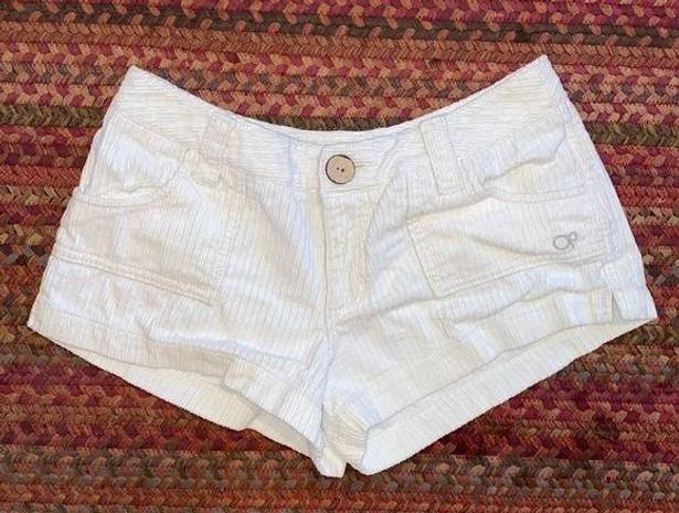 OP SOLD RETRO Y2K WHITE CORDUROY  LOW RISE SHORT SHORTS