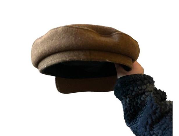 Wool blend brown newsboy women's cap