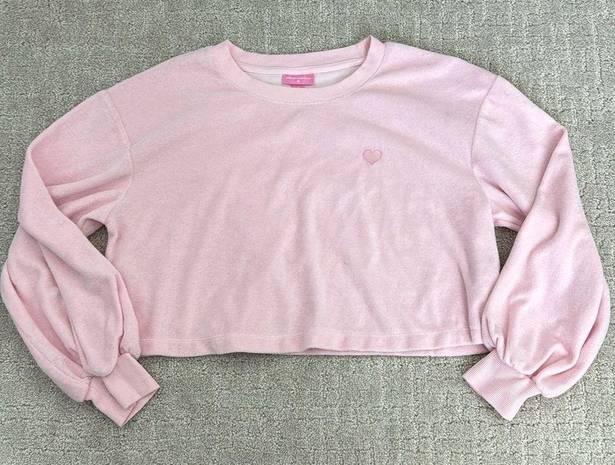 Stoney Clover Lane matching set baby pink terry cloth sweatshirt boxer short