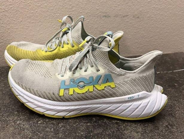 Hoka  One One Carbon X3 Yellow & White Running Shoes Sneakers | Women’s Size 8.5