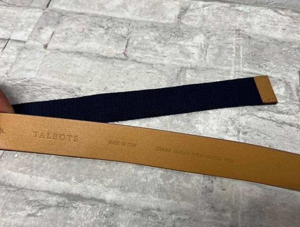 Talbots  tan brown and blue leather belt large