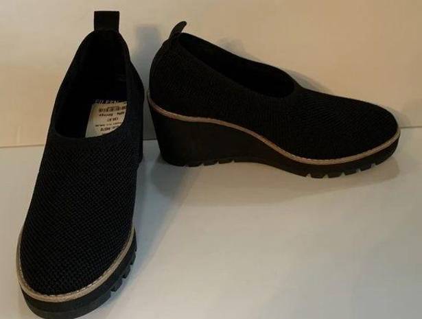 Eileen Fisher  Black Wedge Shoes 7 New NWT $235 retail Beautiful Versatile HTF