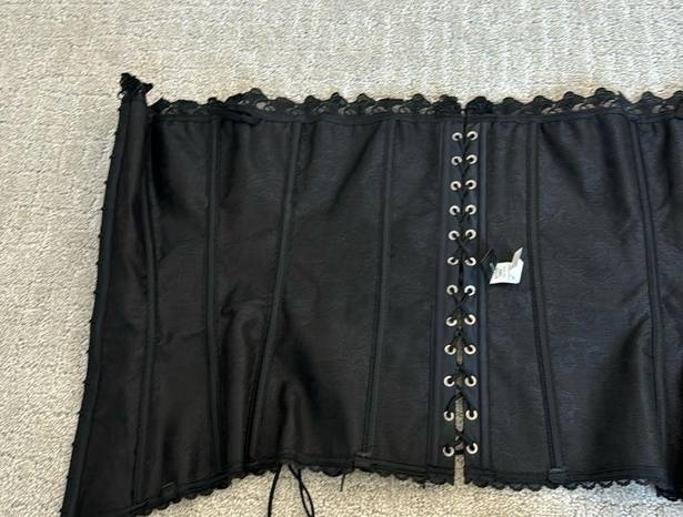 Frederick's of Hollywood VTG Y2K Frederick’s of Hollywood Dream Corset black lace floral jacquard satin