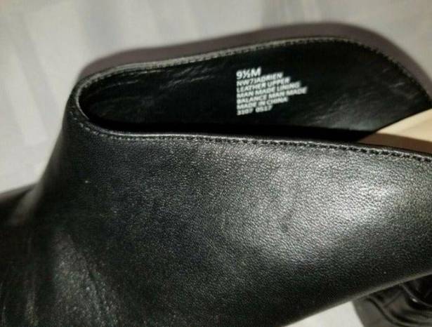 Nine West  Women's Black Leather Croc Embossed Block Heel Point Toe Mule Shoe 9.5