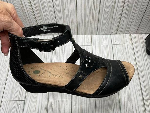 Earth Origins 1194- Womens Hermia Ankle Strap Black/Tan Size 8.5M US