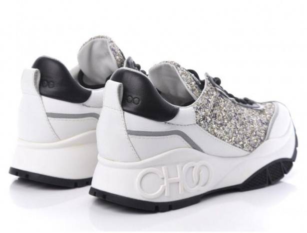 Jimmy Choo  Glitter Raine Sneakers 40 White