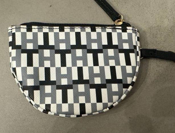 Tommy Hilfiger Coin Purse Wristlet zip Pouch Black White