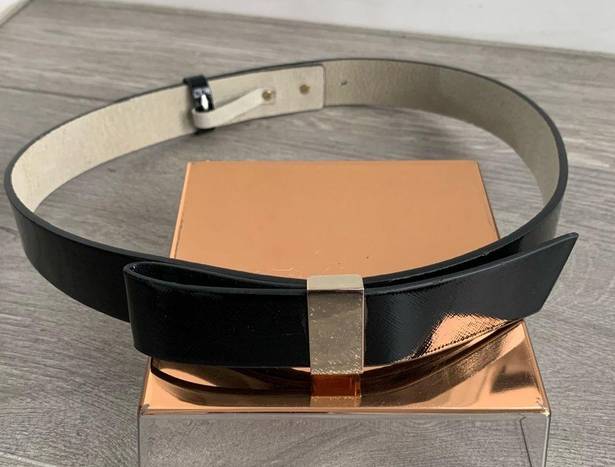 White House | Black Market  Black Patent Leather Belt with Bow Size M