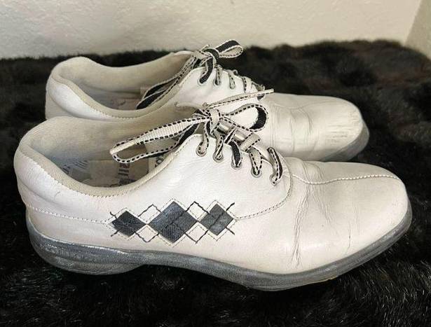 FootJoy  Golf Shoes eComfort Argyle Stitch 98522 White Black Size 8M