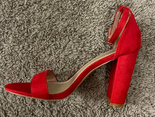 Shoe Land Red Platform Heels