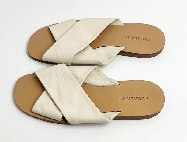 Everlane  The Day Cream Leather Criss Cross Slip On Sandals, Size 7