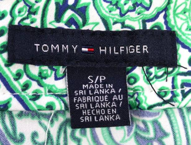 Tommy Hilfiger  Womens S Paisley Ruffled Tank Top Green Blue Preppy Boho Feminine