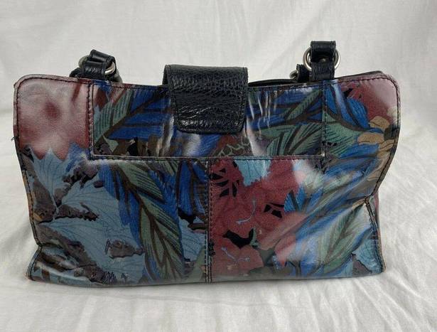 Patricia Nash  Womens Rienzo Satchel Purse Multicolor Dark Floral Leather Tassel