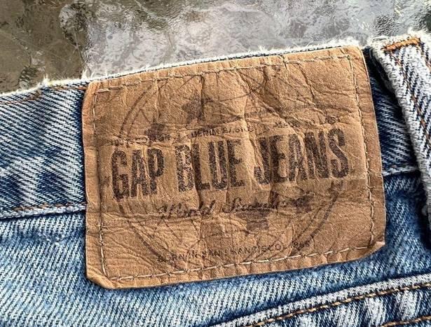 Gap  reverse High Waisted Boyfriend Straight Leg Light Wash Distressed Jeans