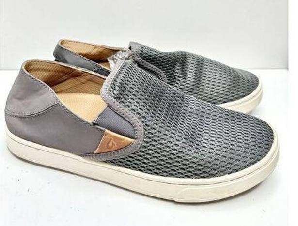 Olukai  Shoes Womens Size 8US 38EU Slip On Pehuea Sneakers Gray Mesh