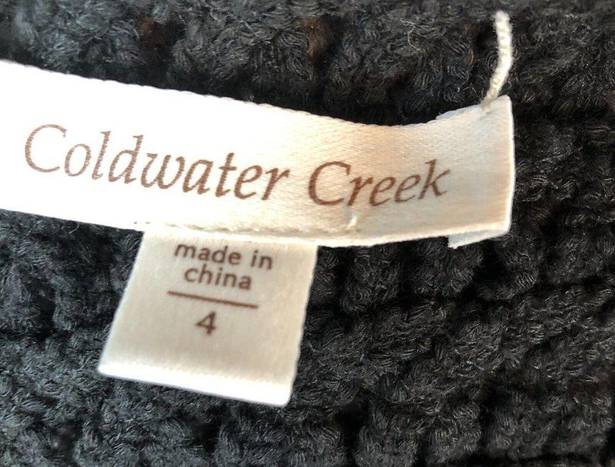 Coldwater Creek Boho Crochet Festival Vest Size 4 Cropped Hippie Black Chunky Knit Hipster 34"