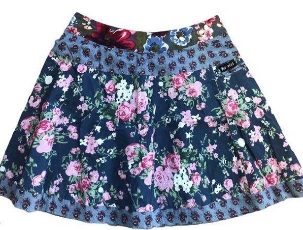 Meshki Moshiki Hot Cookie Reversible Floral Wrap Skirt Bright Colors W/Pockets OS