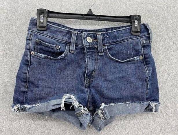 EXPRESS  Women's Denim Blue Cut Off Shorts Size 0 Shortie Low Rise Distressed