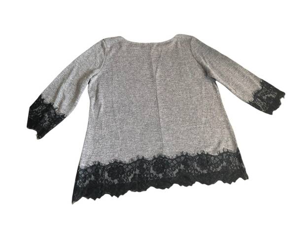 New York & Co. Gray with Black Lace Sweater