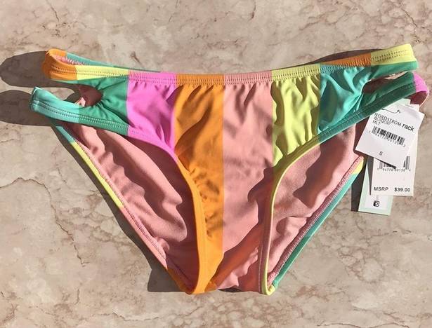 The Bikini Lab Orange and Green  Colorful Striped Swim Bottoms