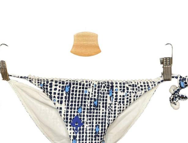 Poupette St. Barth  Lucy Pom Trim Dotted Bikini Bottom Navy Blue Size XS