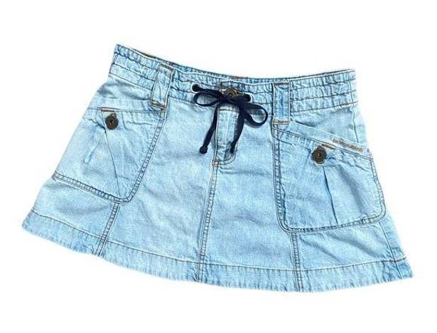DKNY Vintage  Jeans Light-Washed Denim Drawstring Mini Skirt