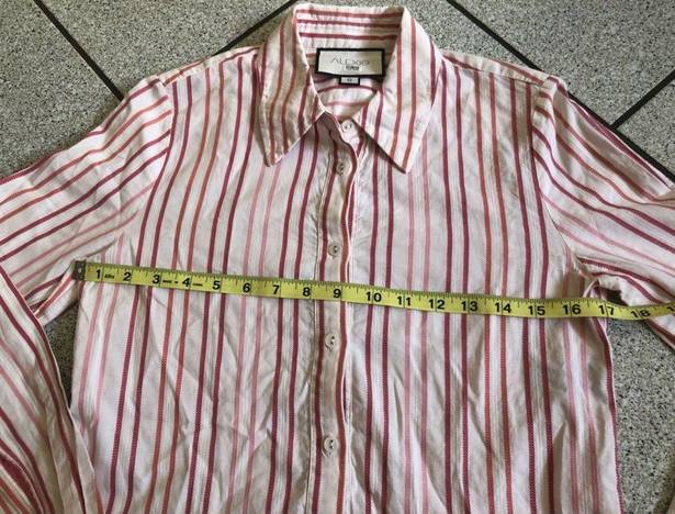 Alexis  Valerie White and Red Striped High-Low Peplum Top Button Down Size Small