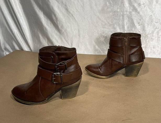 blowfish  Brown Leather Heeled Ankle Boots Women’s Size 6