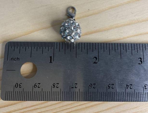 Round Faux Diamond Disco Ball Charm Clip Zipper Bag Pull Silver