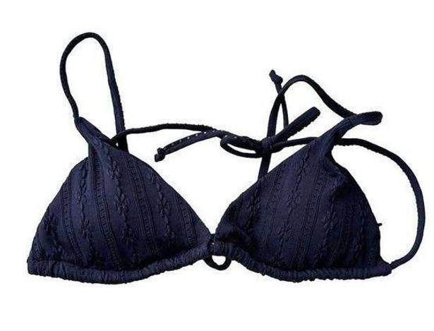 ANDIE  Swim Navy Blue Eyelet Floral The String Bikini Top Size Large L Padded