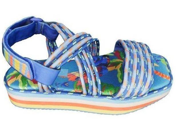 Farm Rio  Blue macaw platform sandals 8 NWT