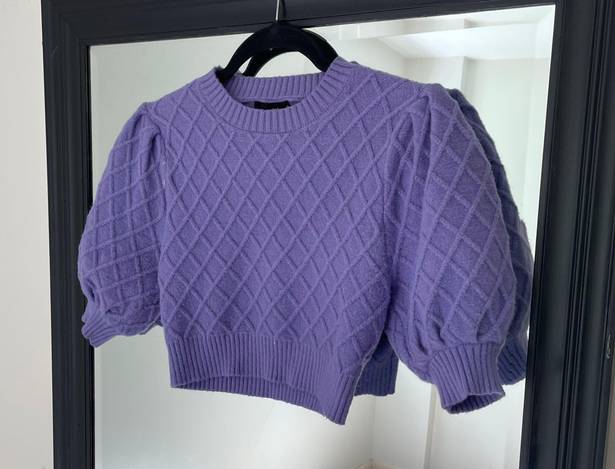 ZARA Light Purple Knit Puff Sleeve Crop Top