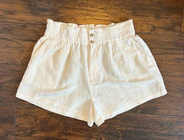 Madewell NWT  cream linen shorts with elastic waist band - size L